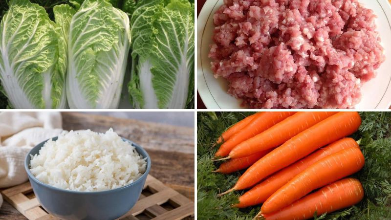 Nguyên liệu làm canh cải thảo cuộn thịt