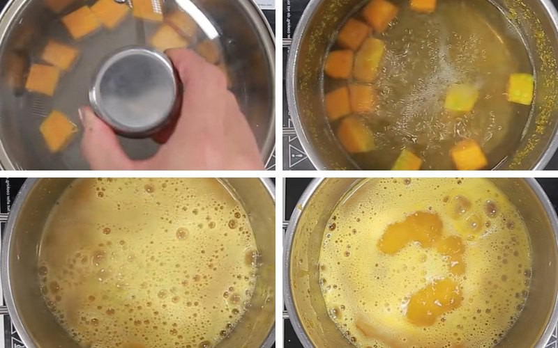 Nấu nước cốt bí đỏ