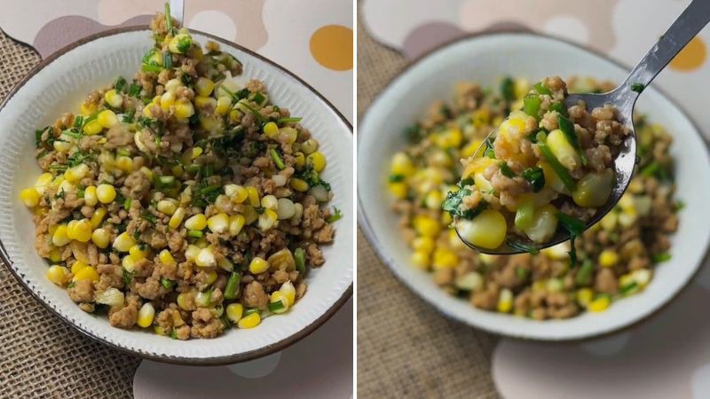 Món thịt bằm xào bắp 