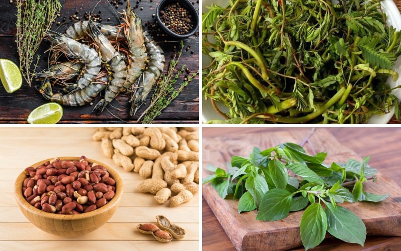 Nguyên liệu làm gỏi tôm rau nhút