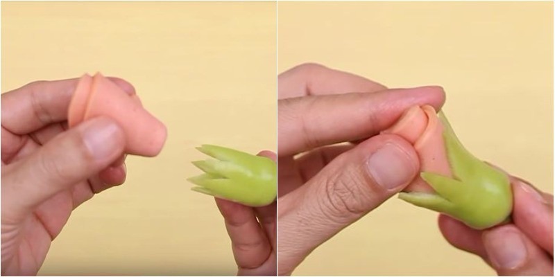 Làm hoa hồng trang trí từ ớt và thịt nguội